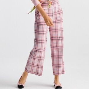 CAbi Pink Plaid Cropped Pants